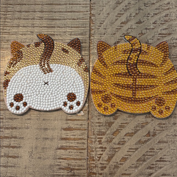 Handmade Other - Tan Cat Tail Diamond Art Handmade Coasters - 2